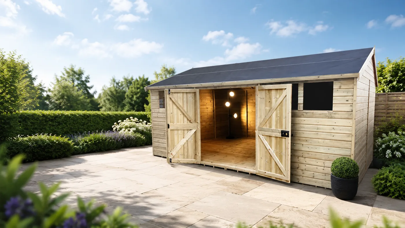 Reverse timber garden workshop