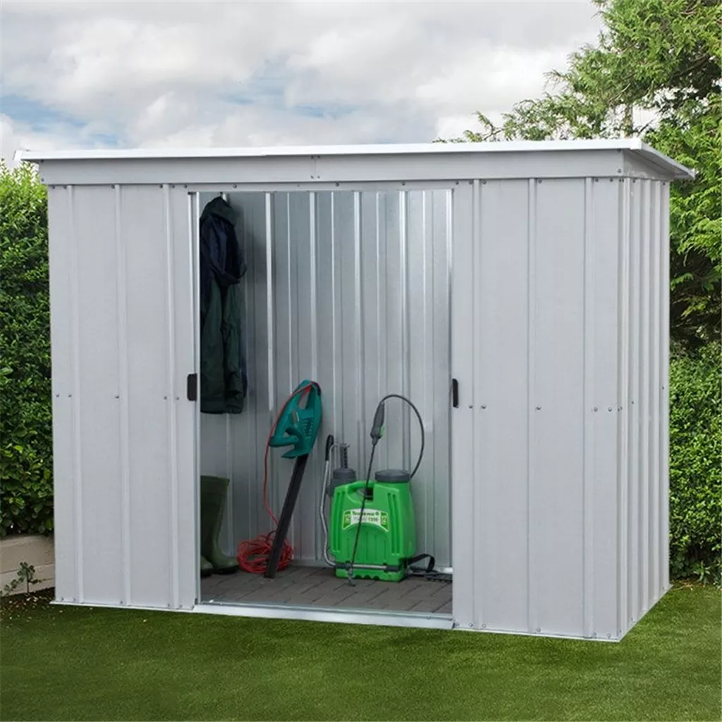 5ft 11" x 3ft 5" Pent Metal Shed + Free Anchor Kit (1.84m x 1.04m)