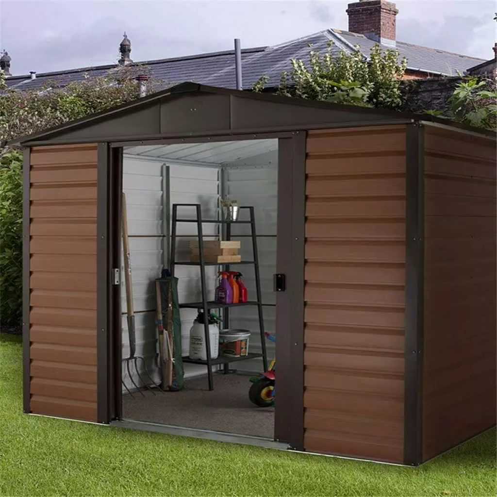 9ft 4" x 11ft 11" Woodgrain Metal Shed + Free Anchor Kit (3.03m x 3.79m) product image