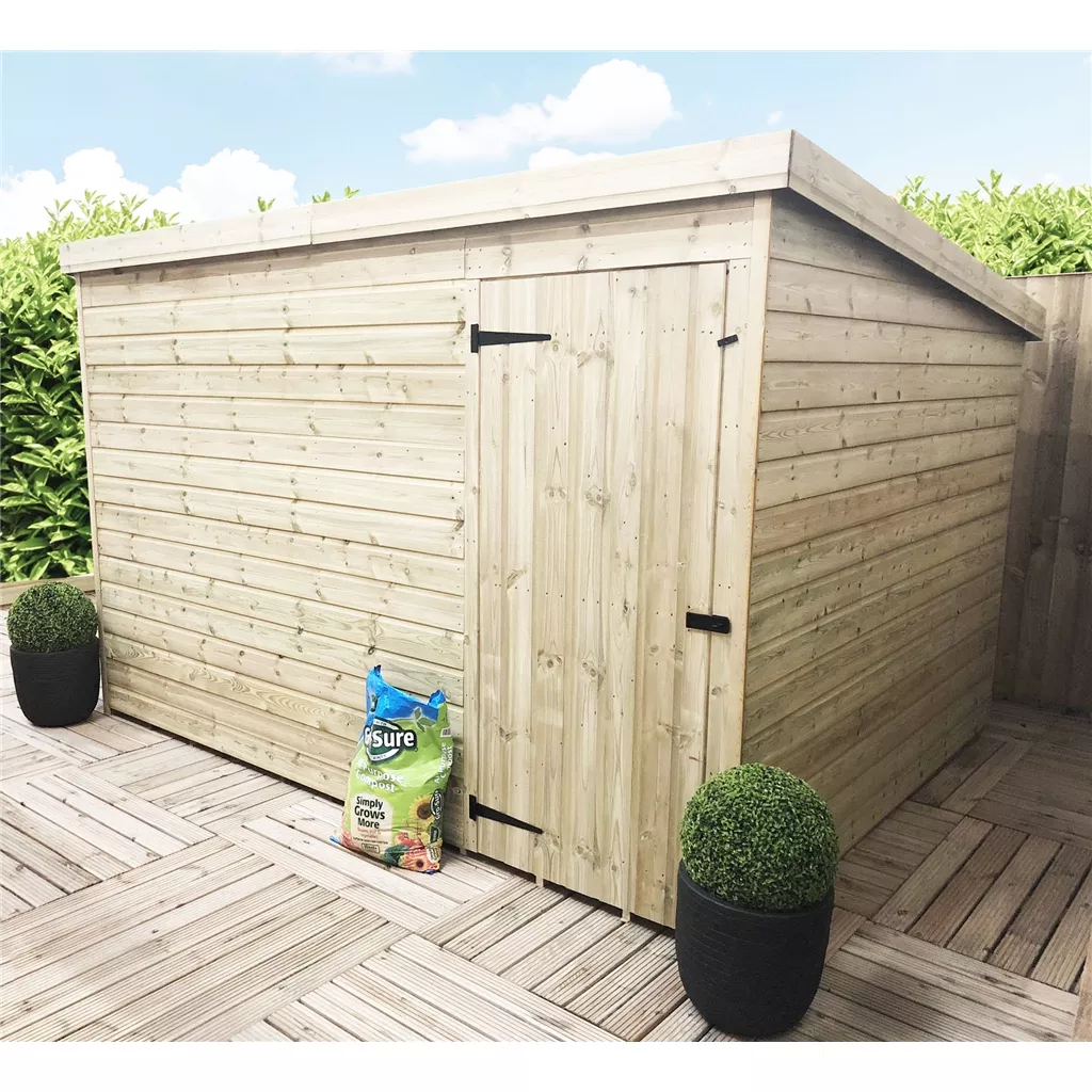 10 x 3 Windowless Pressure Treated T&G Pent Shed With Single Door