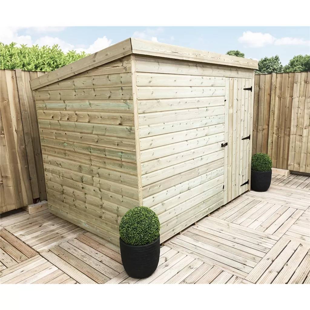 7 x 4 Windowless Pressure Treated T&G Pent Shed With Single Door
