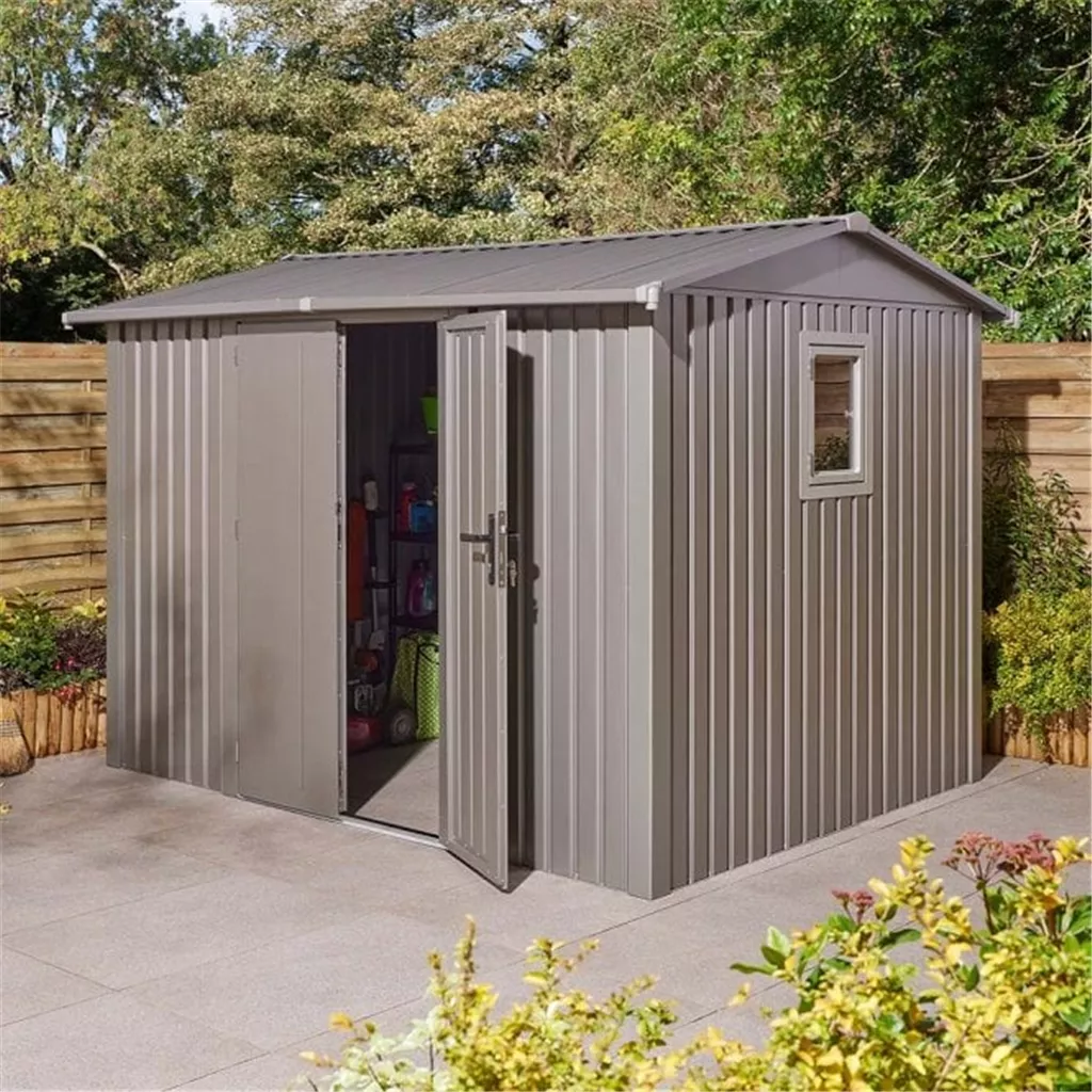 10 x 8 Deluxe Ashford Metal Apex Shed – Double Door & Foundation Kit