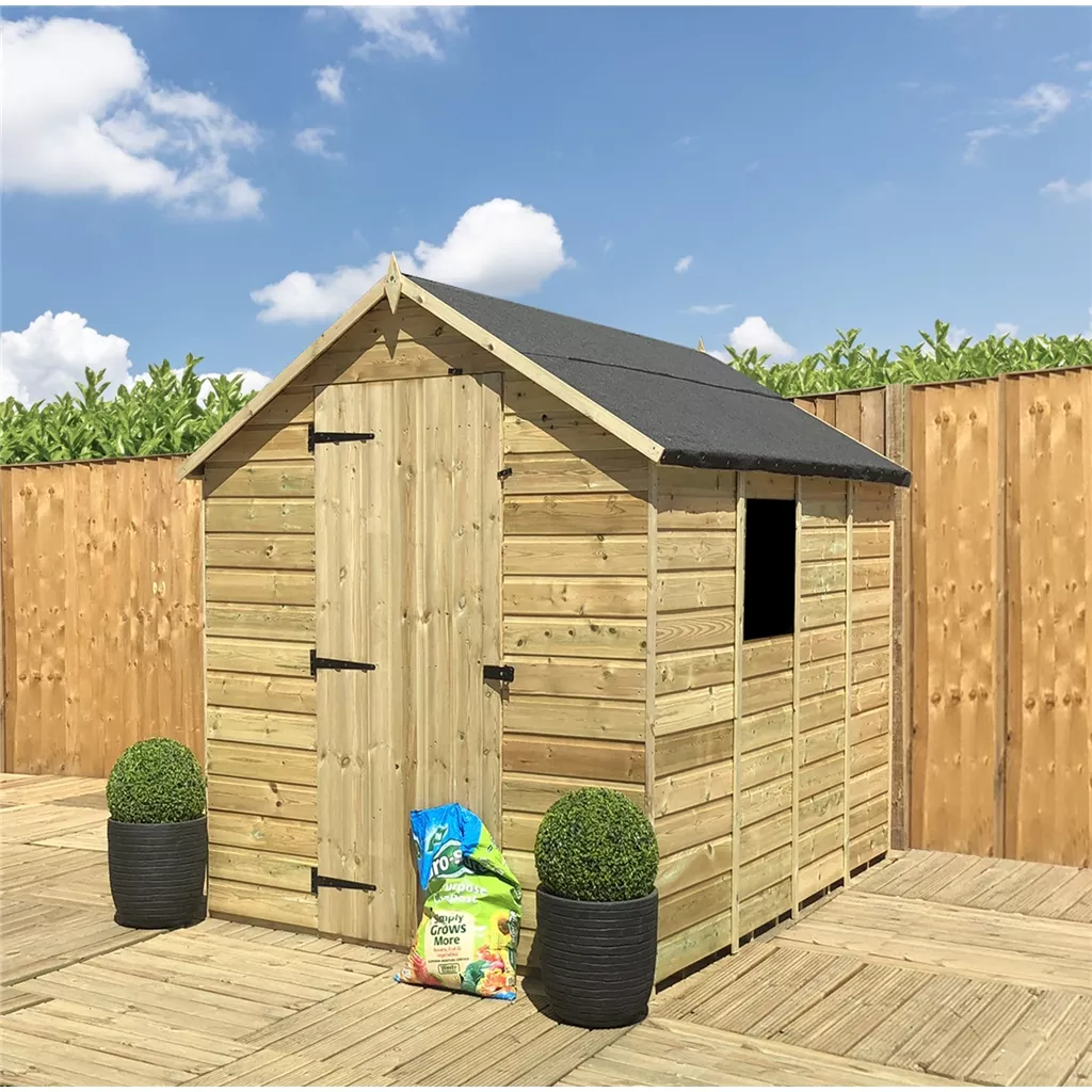 3 x 6 Pressure Treated T&G Single Door Apex Shed (low Eaves) + 1 Window