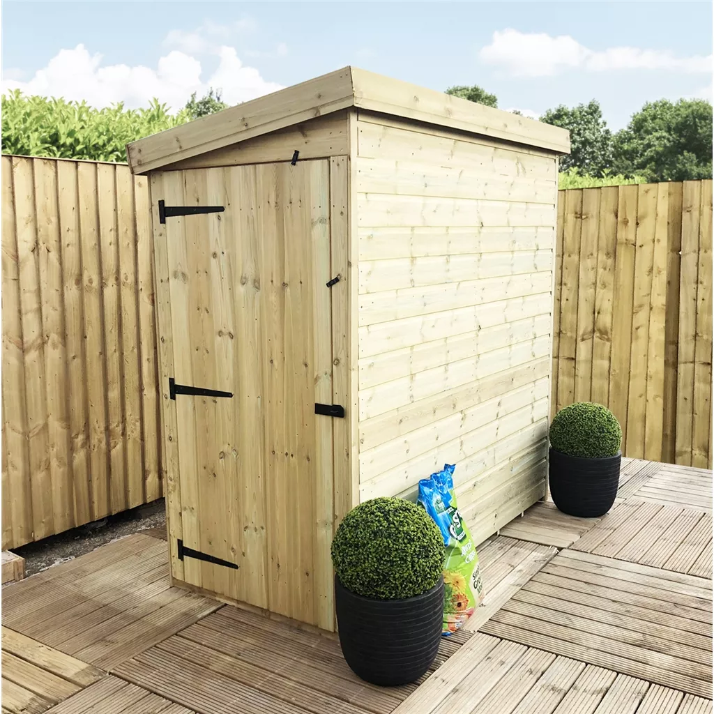 3 x 5 Windowless Pressure Treated T&G Pent Shed (door Panel Sloping Left To Right)
