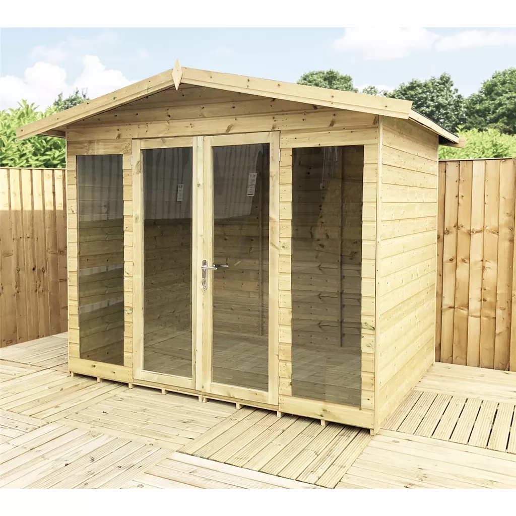7 x 7 Pressure Treated Apex Summerhouse – Long Windows