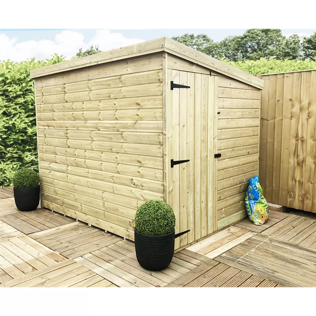 7 x 6 Windowless Pressure Treated T&G Pent Shed With Side Door
