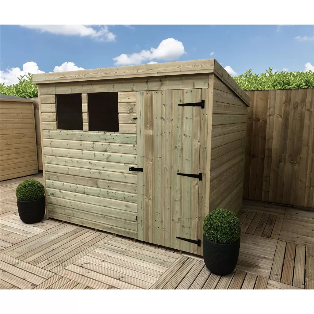 7 x 5 Pressure Treated T&G Pent Shed With 2 Windows, Single Door product image