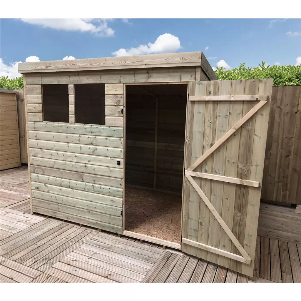 8 x 4 Pressure Treated T&G Pent Shed With 2 Windows, Single Door product image