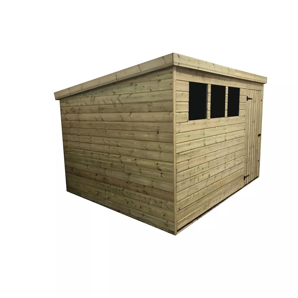10 x 5 Pressure Treated T&G Pent Shed With 3 Windows, Single Door product image