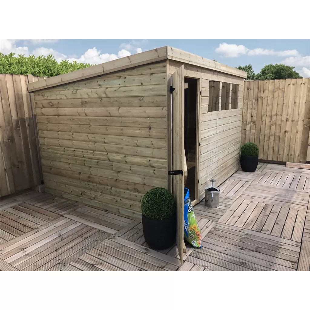 10 x 7 Pressure Treated T&G Pent Shed With 3 Windows, Single Door product image