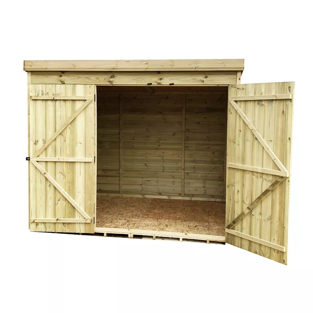 8 x 8 Windowless Pressure Treated T&G Pent Shed With Double Doors product image