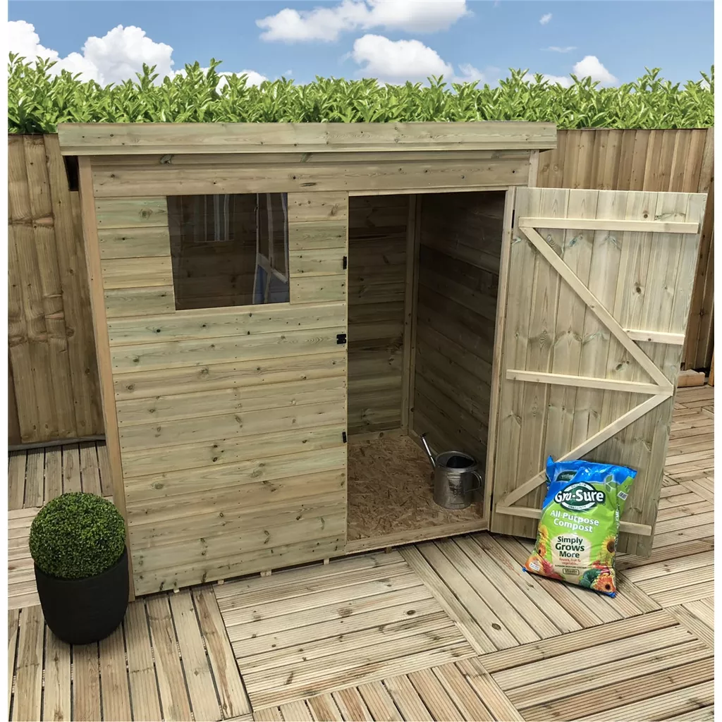 5 x 5 Pressure Treated T&G Pent Shed With 1 Windows, Single Door product image