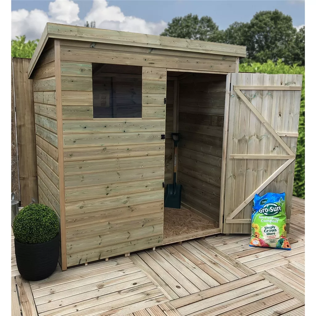6 x 4 Pressure Treated T&G Pent Shed With 1 Windows, Single Door (show Site) product image