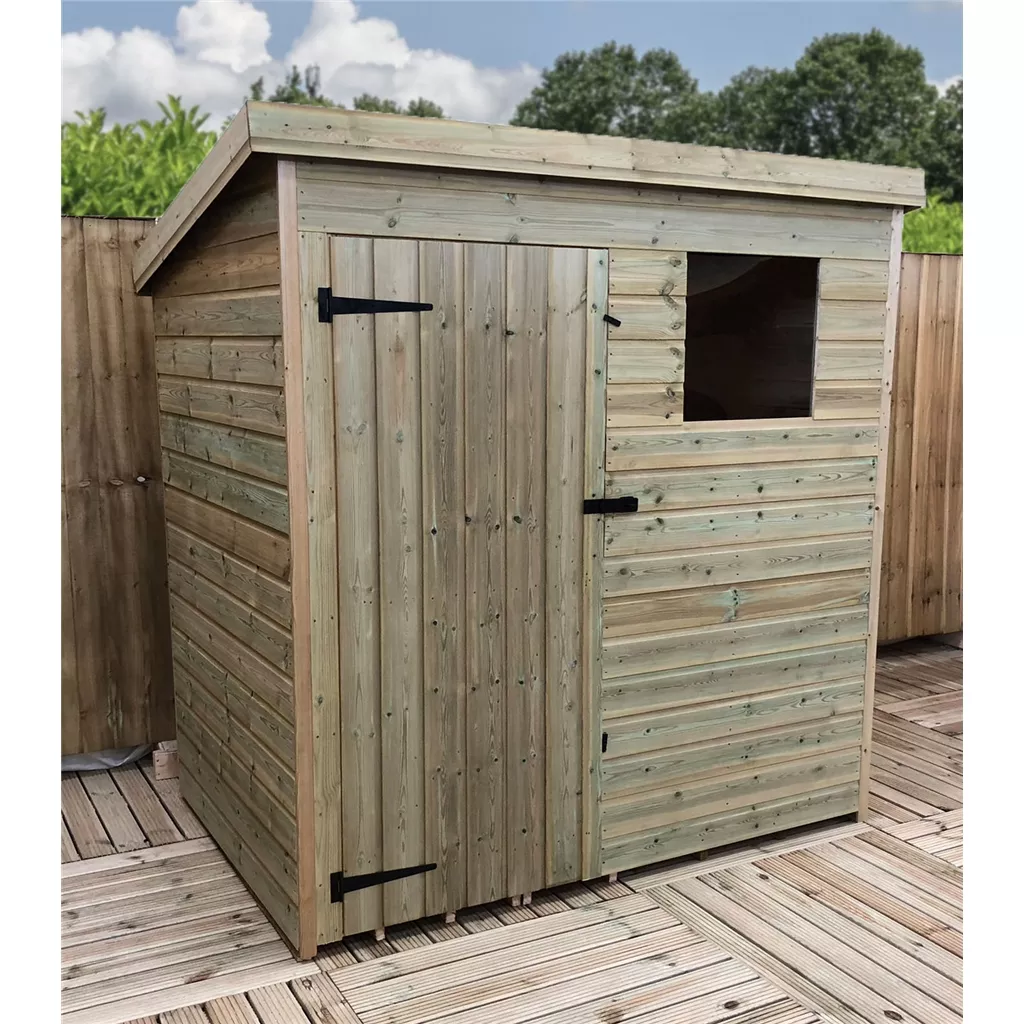 6 x 4 Pressure Treated T&G Pent Shed With 1 Windows, Single Door (show Site) product image