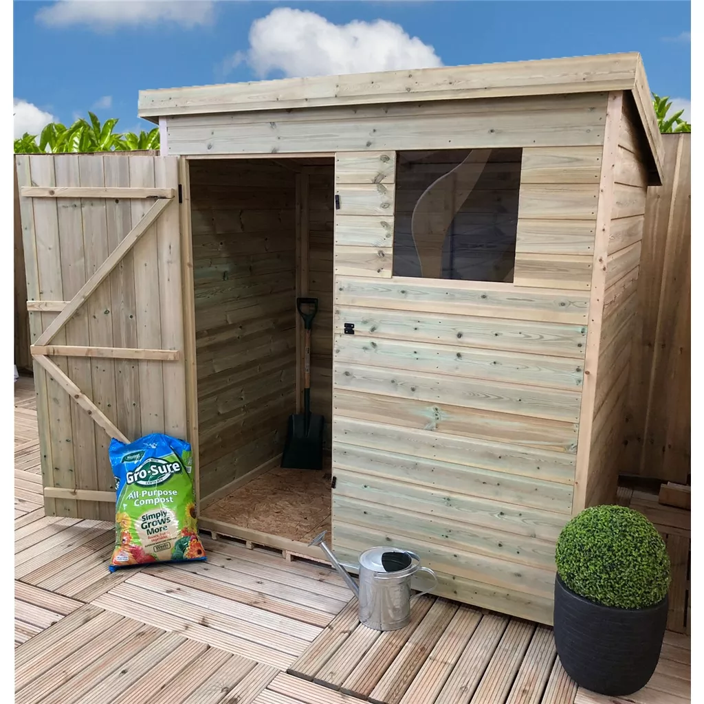 6 x 4 Pressure Treated T&G Pent Shed With 1 Windows, Single Door (show Site) product image