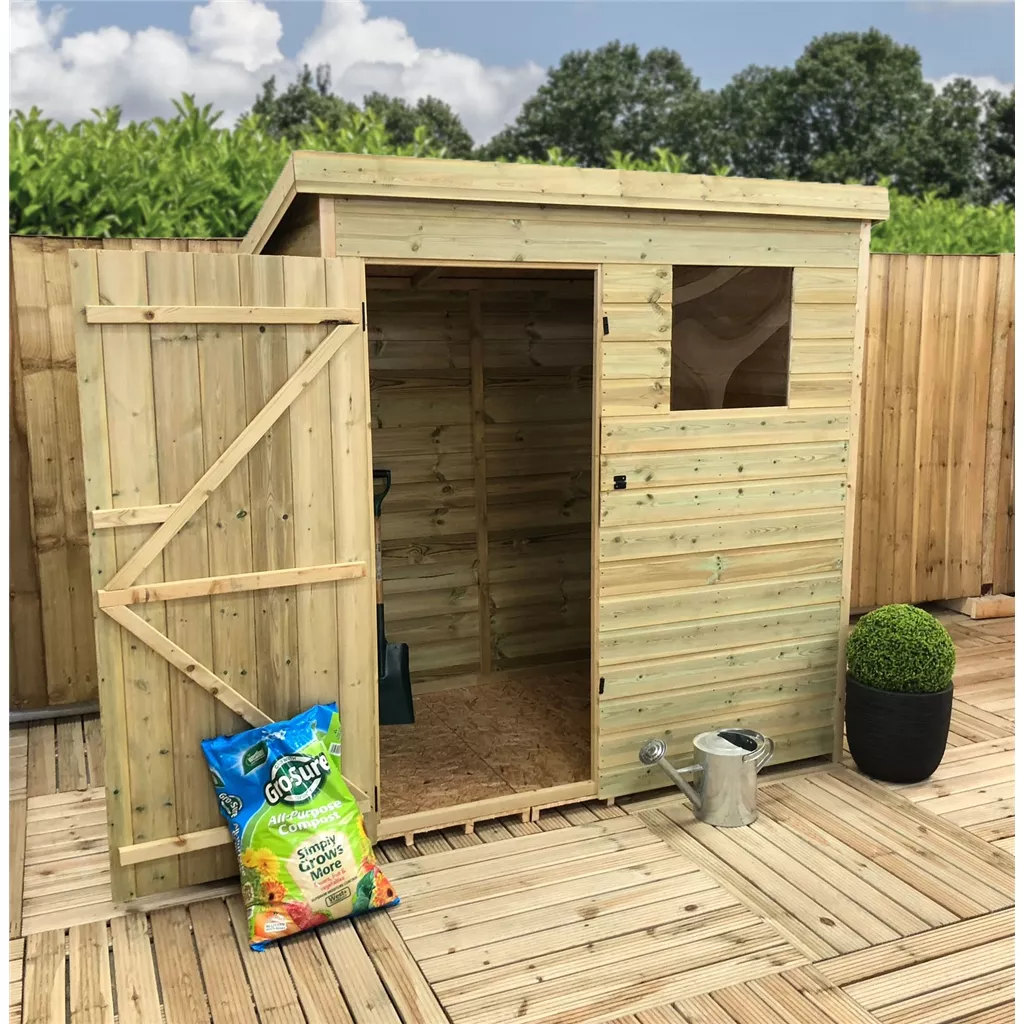 6 x 6 Pressure Treated T&G Pent Shed With 1 Windows, Single Door product image