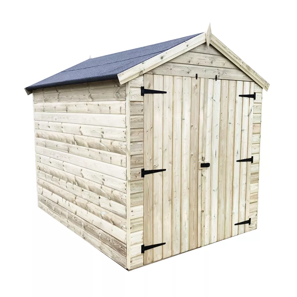 6 x 6 Windowless Premier Pressure Treated T&G Apex Shed – Higher Eaves, + Double Doors product image