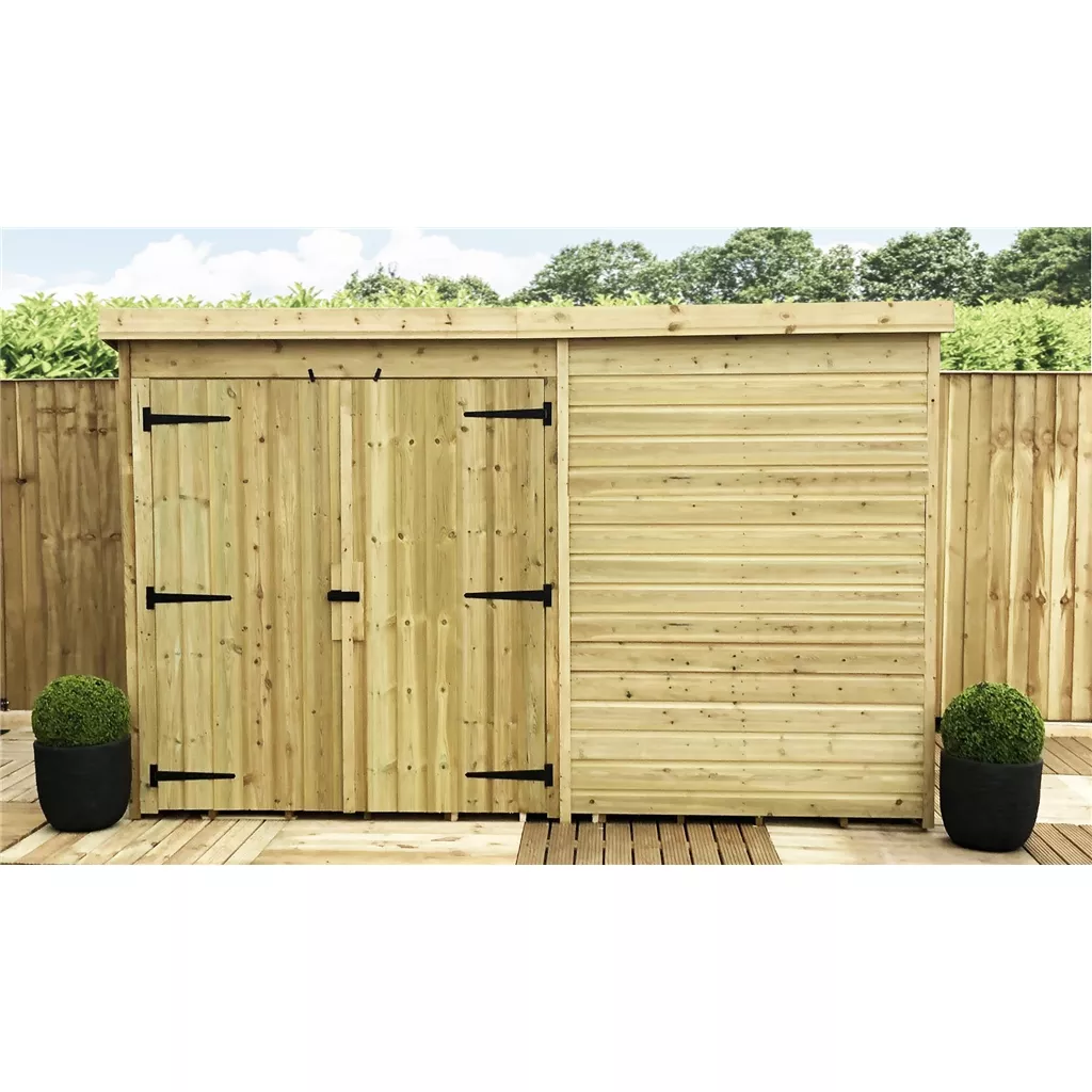 10 x 7 Windowless Pressure Treated T&G Pent Shed With Double Doors product image