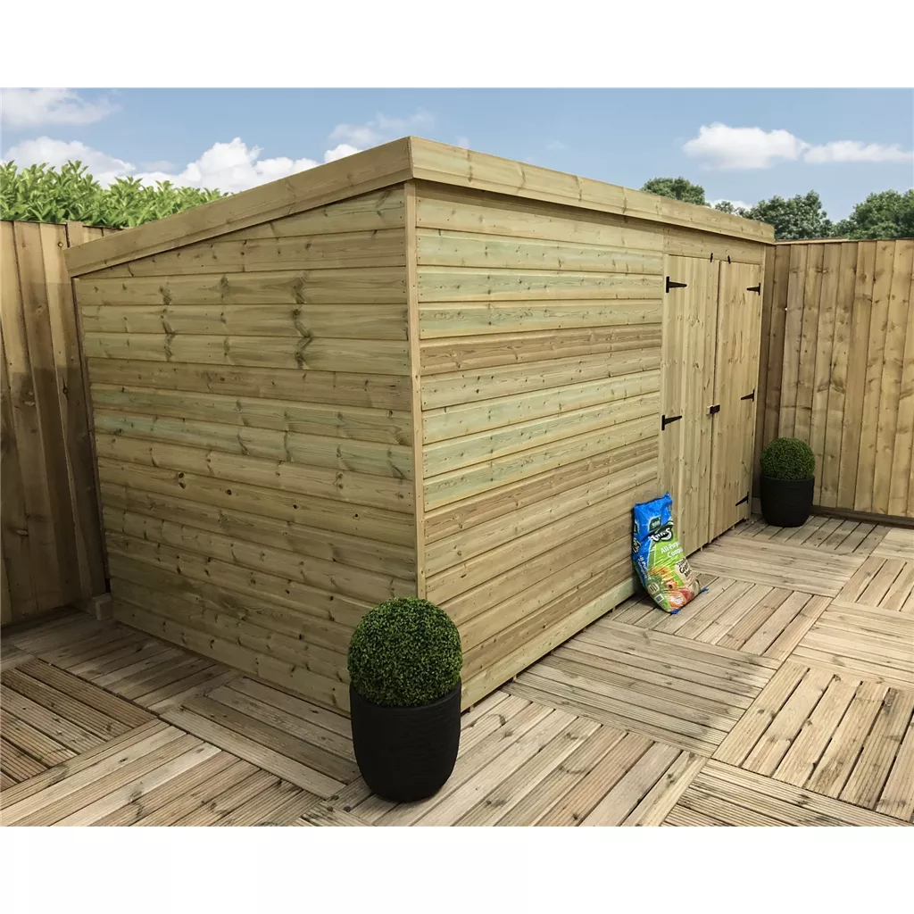 12 x 5 Windowless Pressure Treated T&G Pent Shed With Double Doors product image