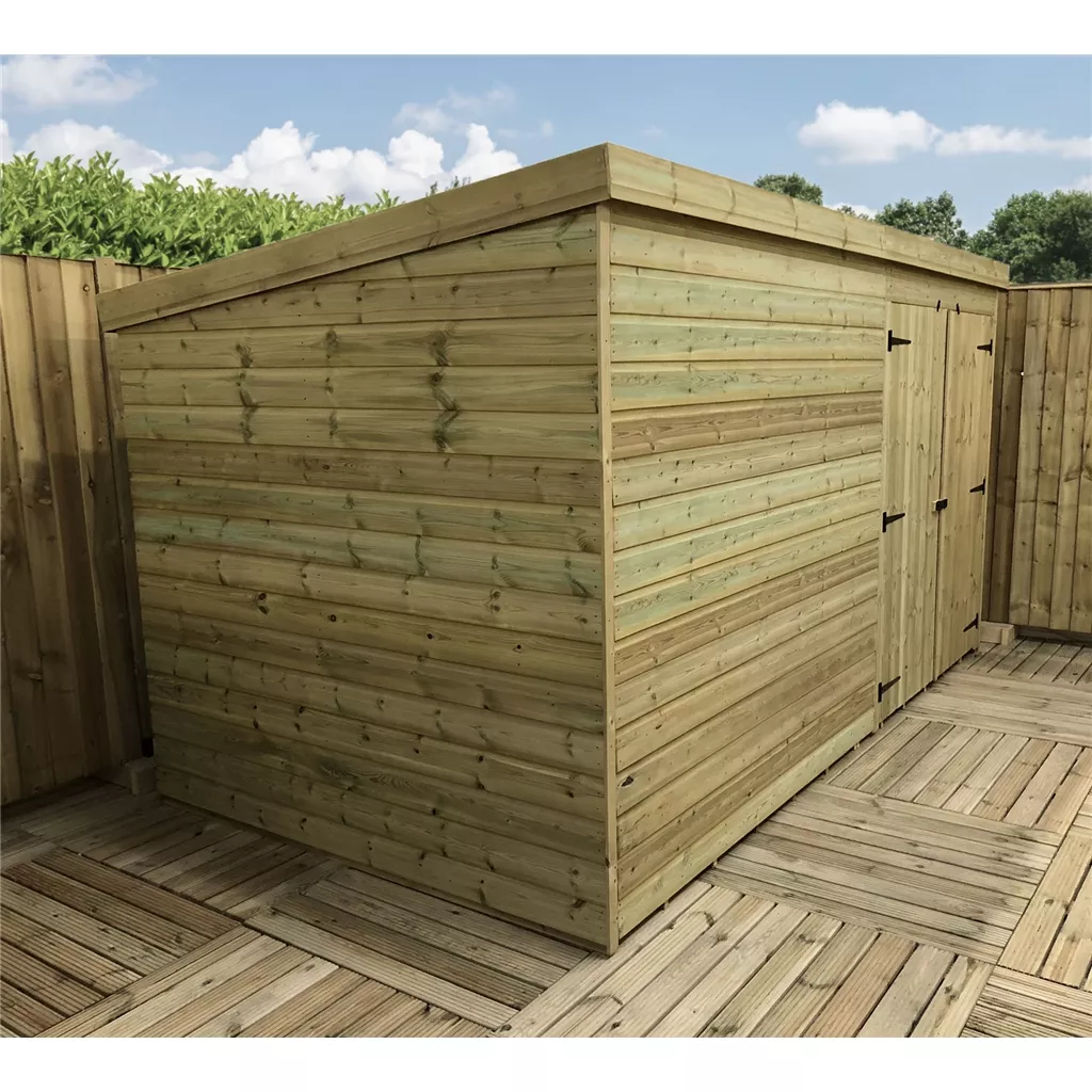 12 x 7 Windowless Pressure Treated T&G Pent Shed With Double Doors product image
