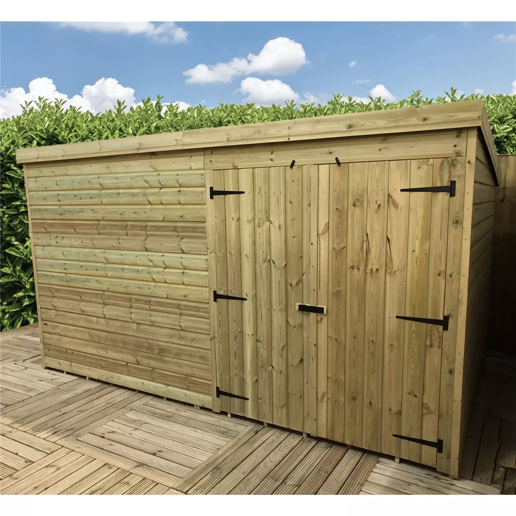 12 x 7 Windowless Pressure Treated T&G Pent Shed With Double Doors product image