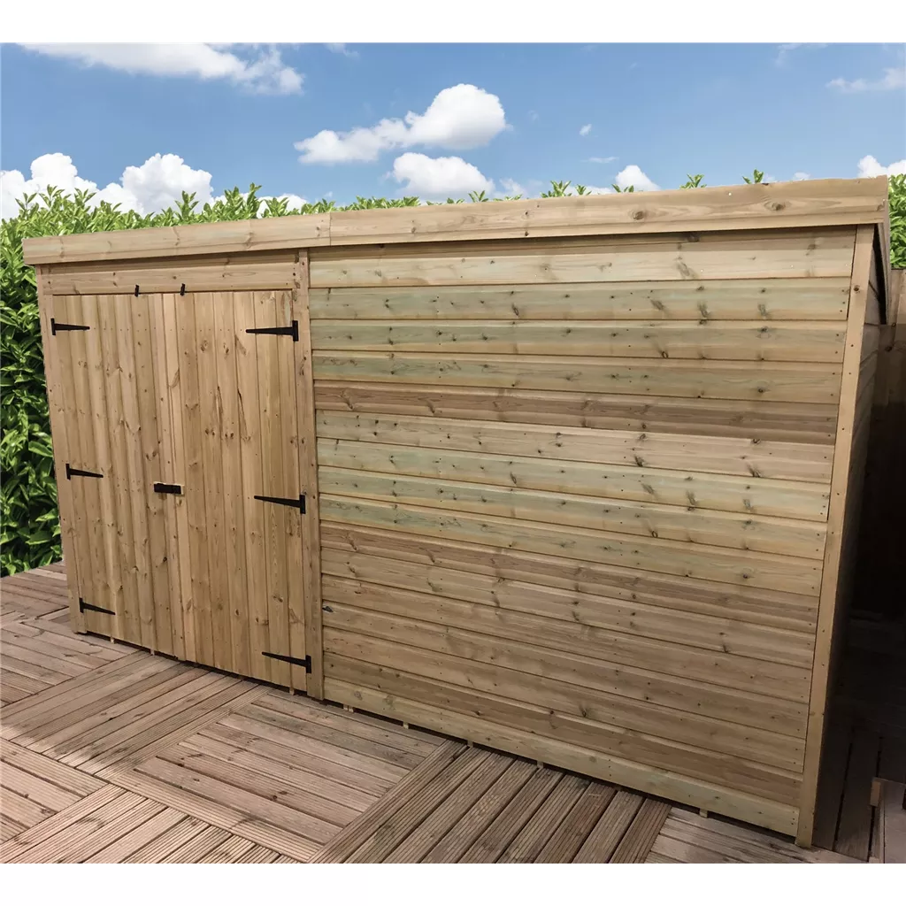 14 x 5 Windowless Pressure Treated T&G Pent Shed With Double Doors product image