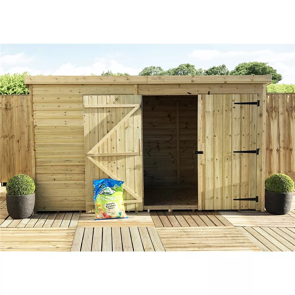 9 x 8 Windowless Pressure Treated T&G Pent Shed With Double Doors product image