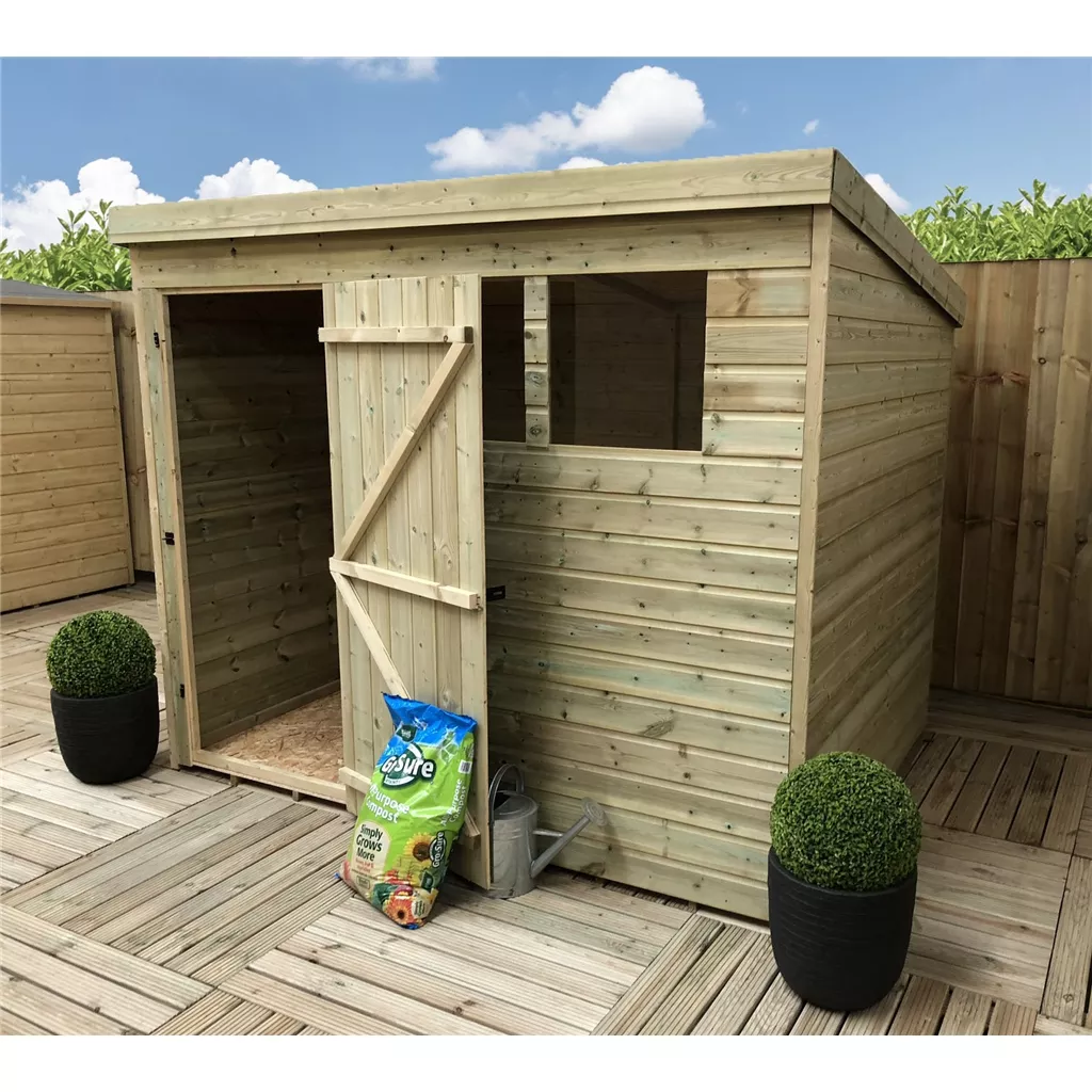 7 x 7 Pressure Treated T&G Pent Shed With 2 Windows, Single Door product image