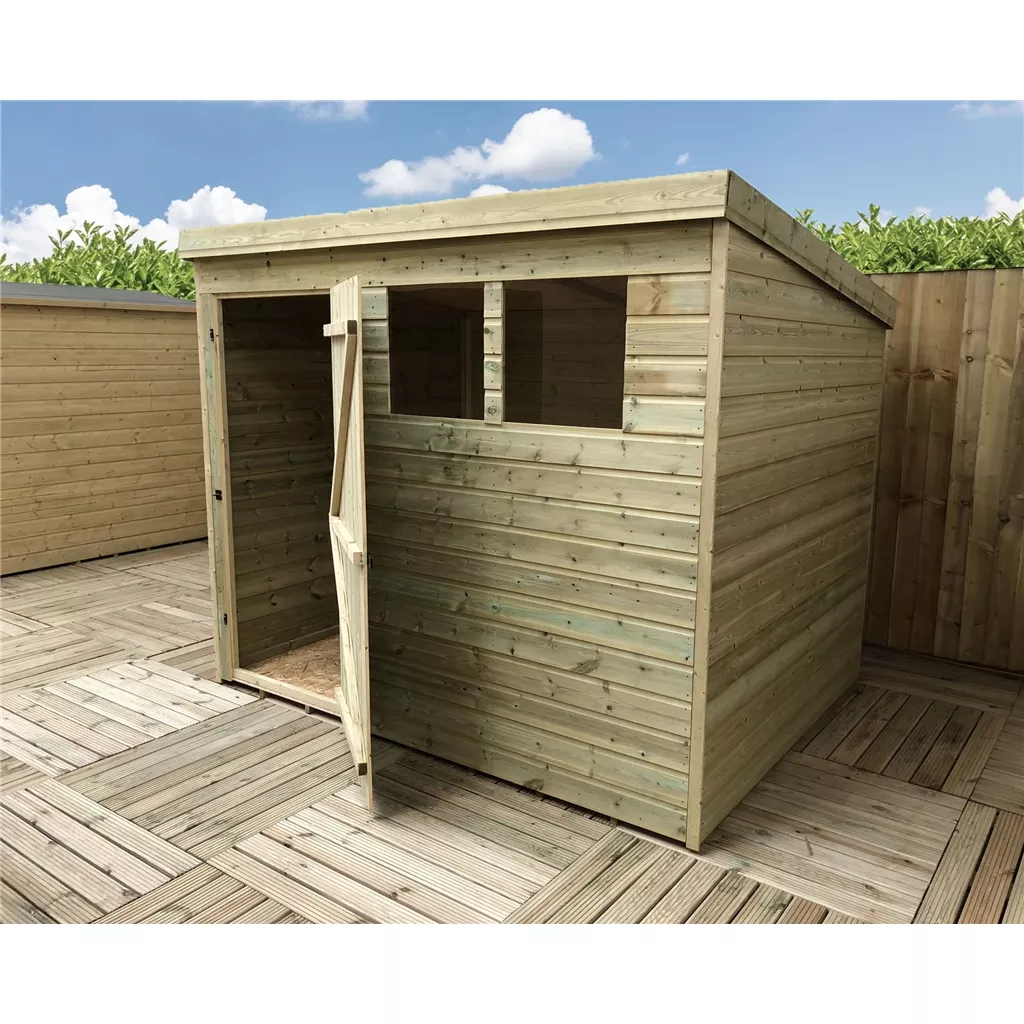 8 x 7 Pressure Treated T&G Pent Shed With 2 Windows, Single Door product image