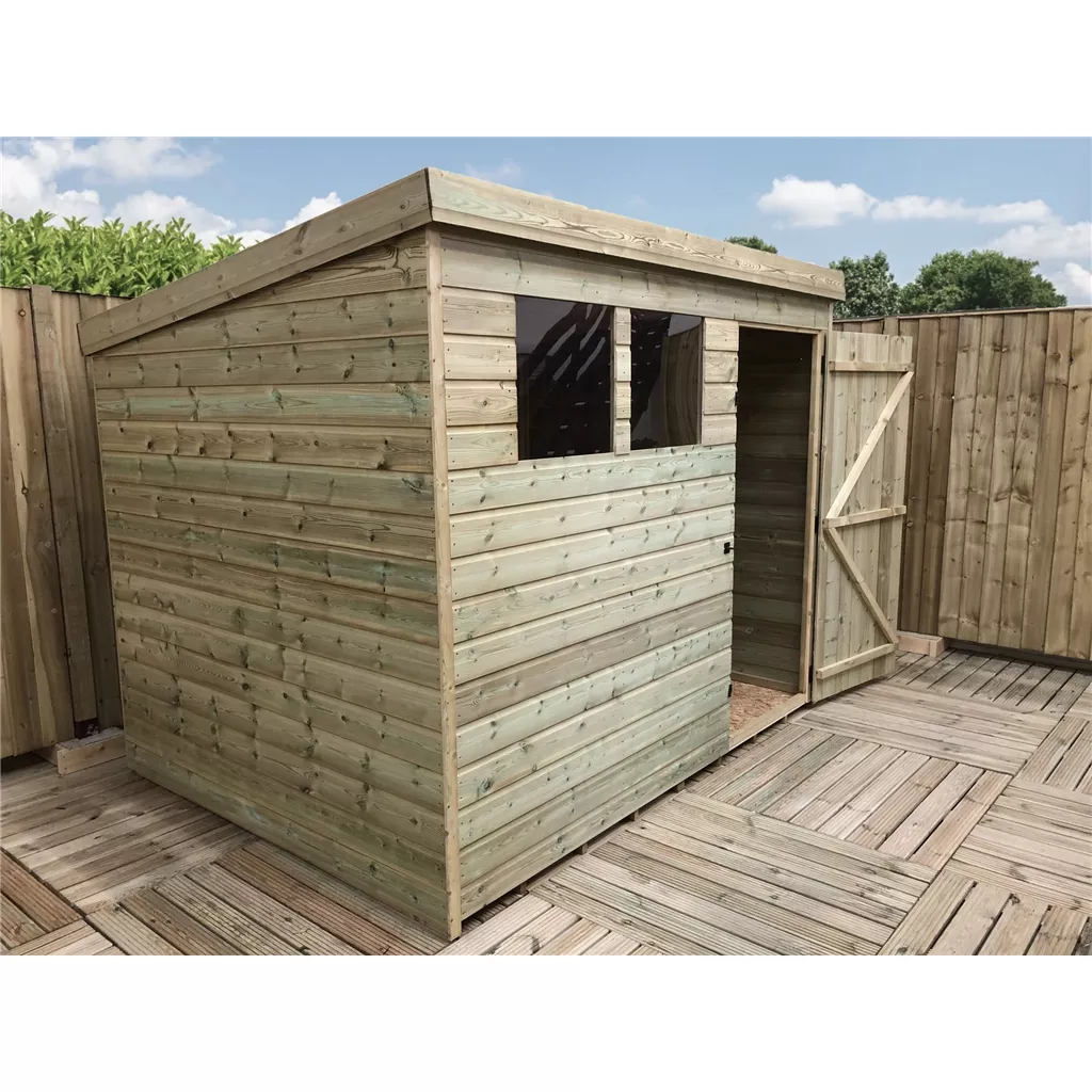 8 x 8 Pressure Treated T&G Pent Shed With 2 Windows, Single Door product image