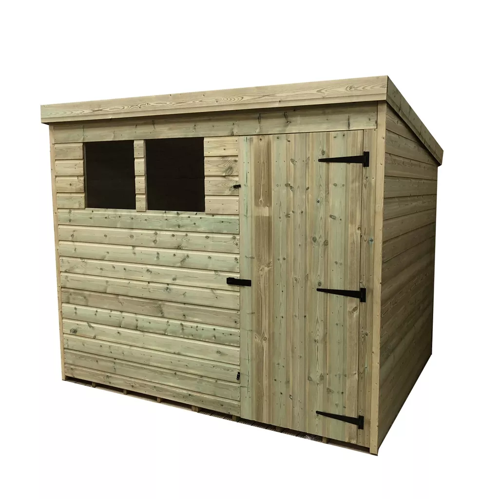 8 x 8 Pressure Treated T&G Pent Shed With 2 Windows, Single Door product image