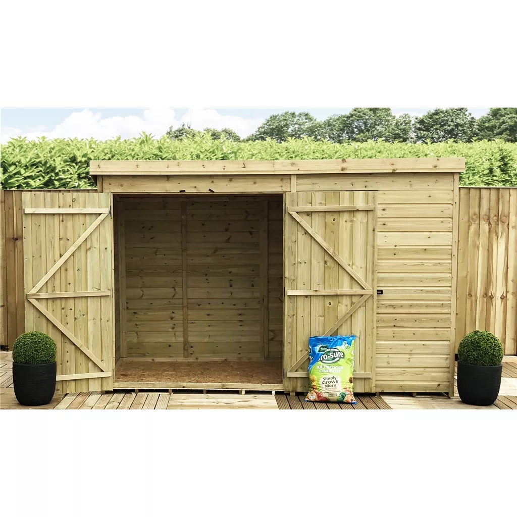 10 x 3 Pressure Treated T&G Pent Shed With 1 Windows, Double Door product image