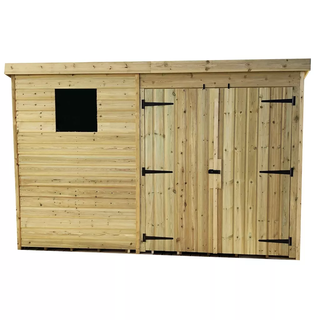 10 x 3 Pressure Treated T&G Pent Shed With 1 Windows, Double Door product image