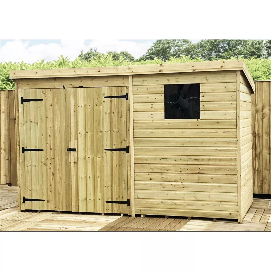 10 x 7 Pressure Treated T&G Pent Shed With 1 Windows, Double Door product image
