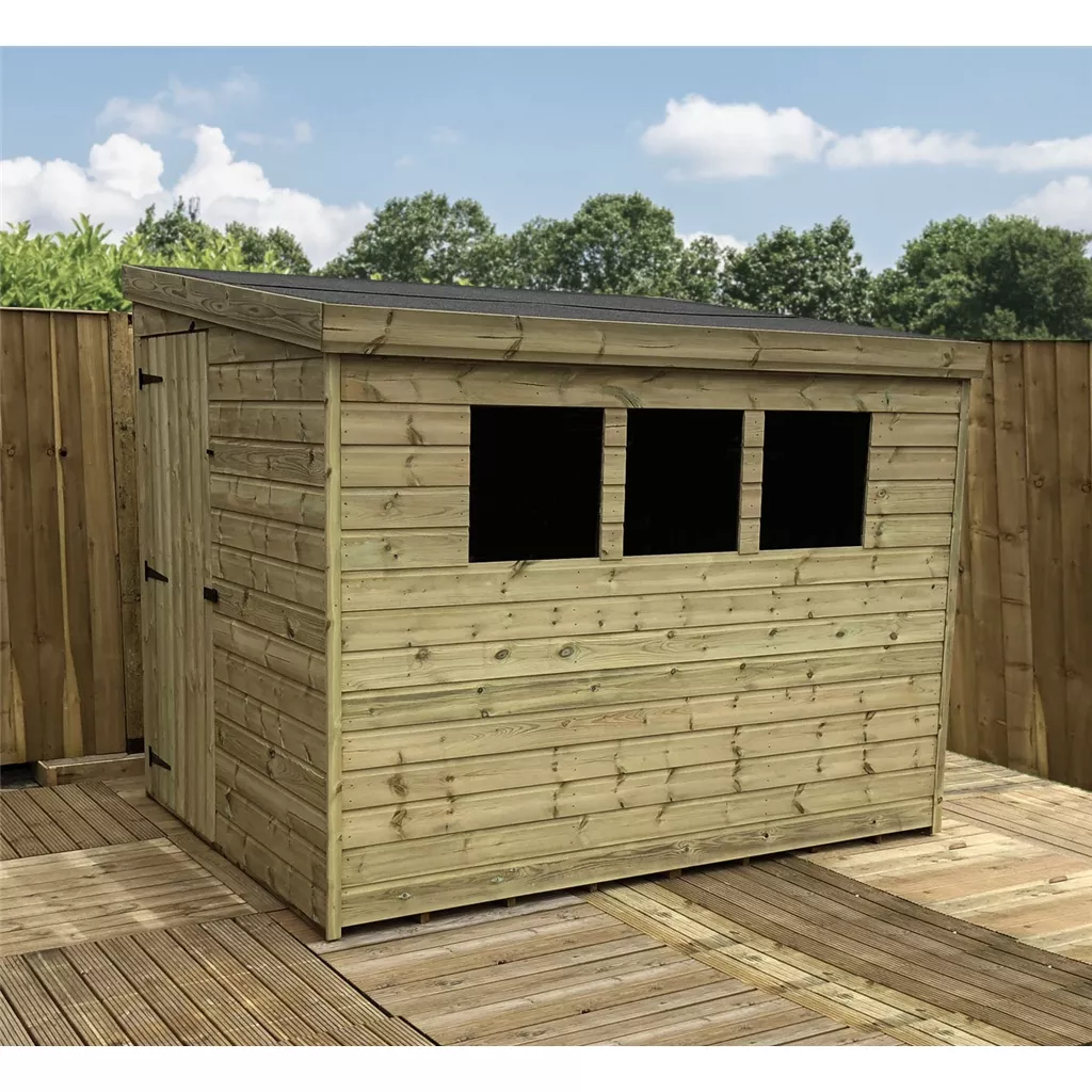 6 x 4 Reverse Pressure Treated T&G Pent Shed With 3 Windows, Single Door product image