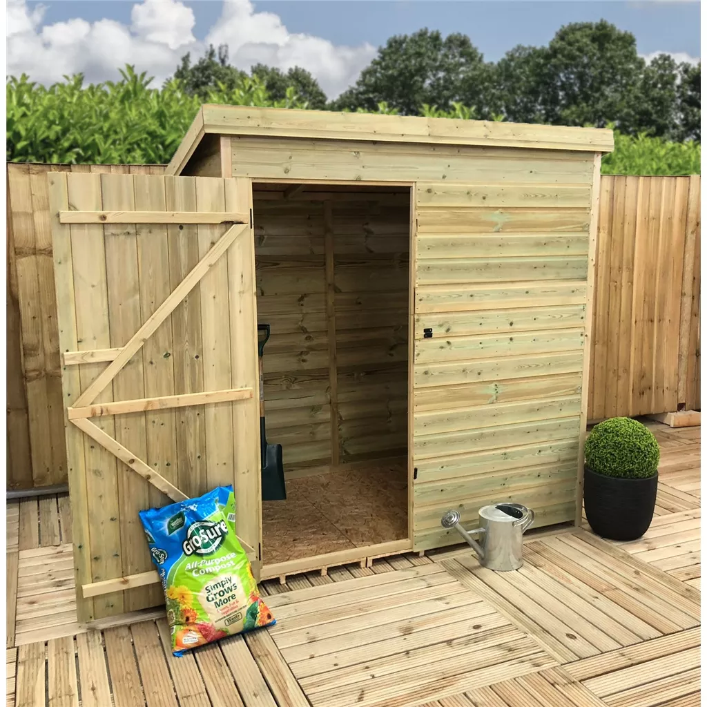 5 x 4 Windowless Pressure Treated T&G Pent Shed With Single Door product image