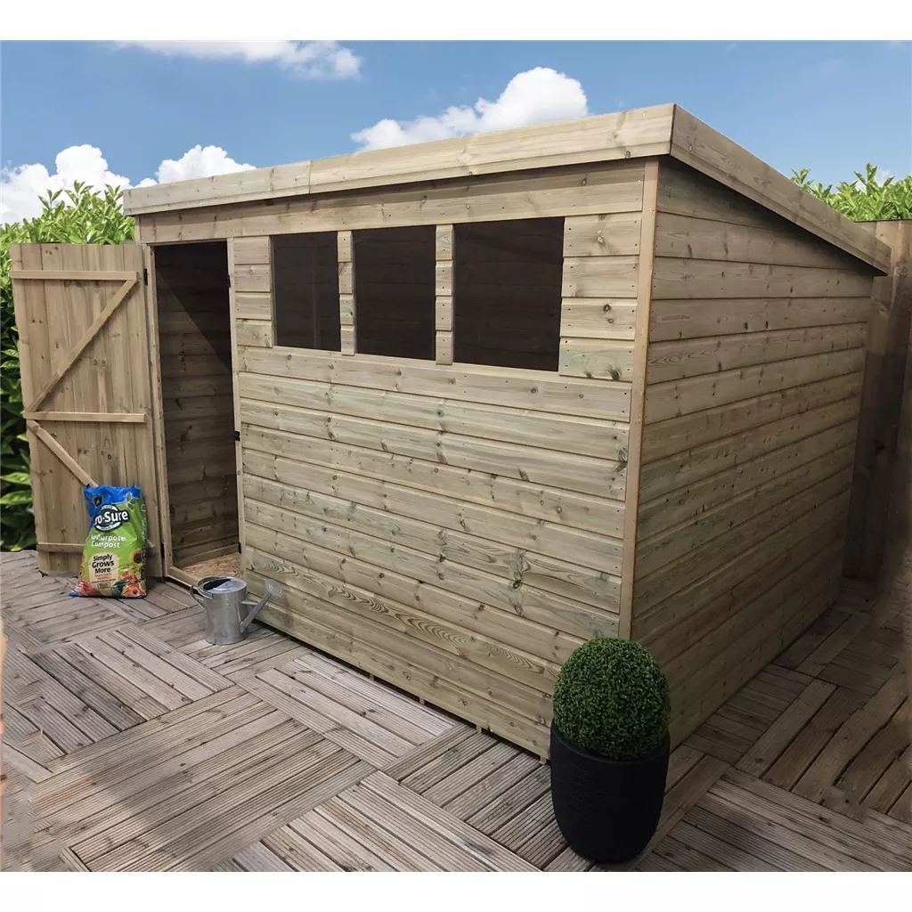 Bespoke 11 X 9 Pressure Treated T&G Pent Shed With 3 Windows, Single Door product image