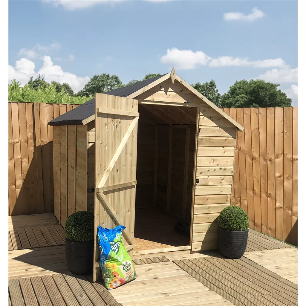 3 x 5 Windowless Pressure Treated T&G Single Door Apex Shed (low Eaves) product image