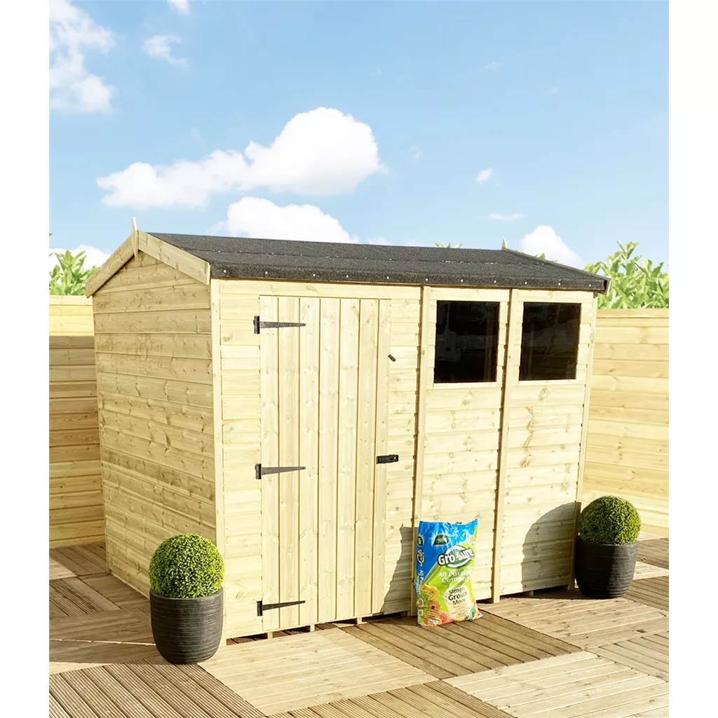 10 x 8 Reverse Pressure Treated T&G Single Door Apex Shed – High Eaves+ 3 Windows product image