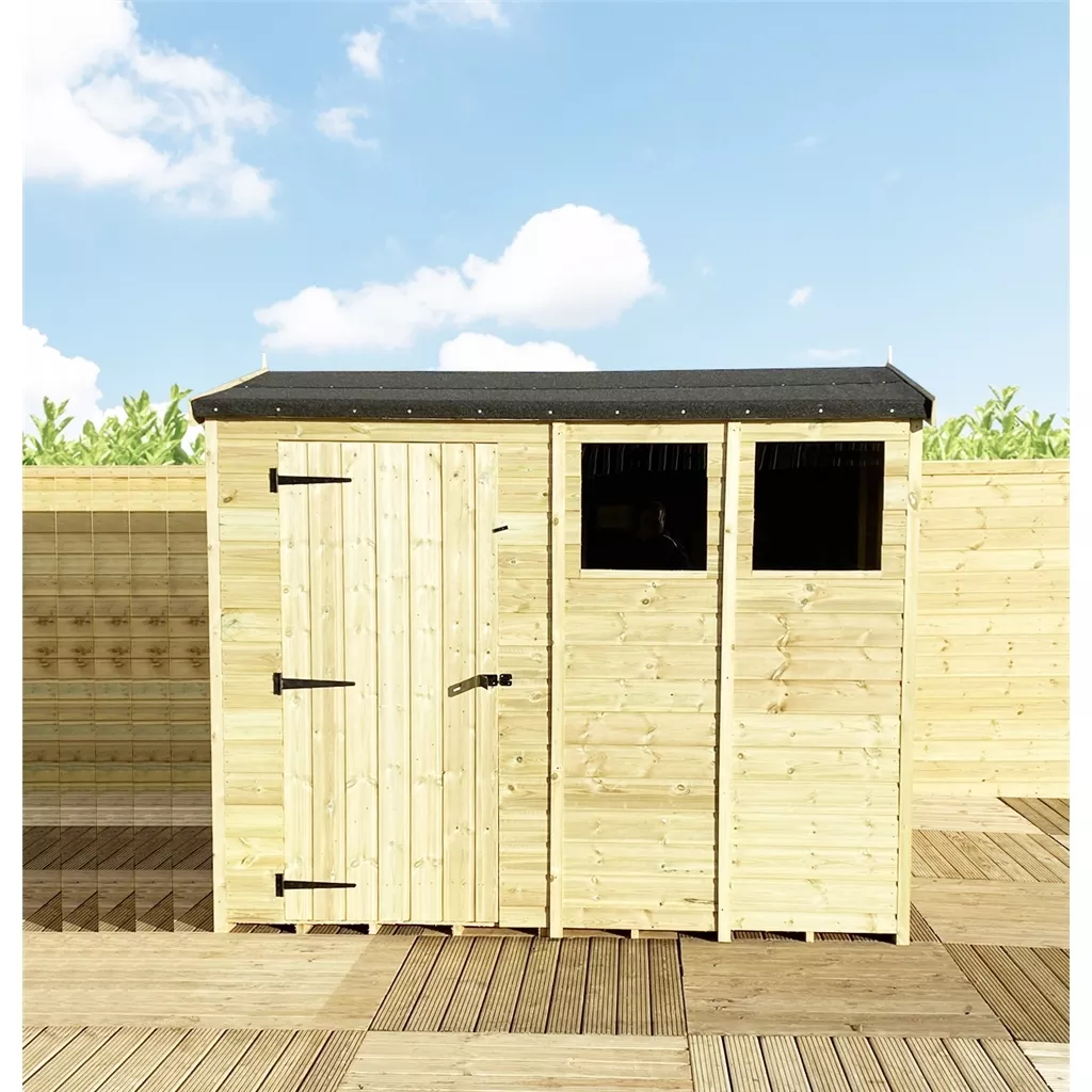 12 x 5 Reverse Pressure Treated T&G Single Door Apex Shed – High Eaves+ 3 Windows product image