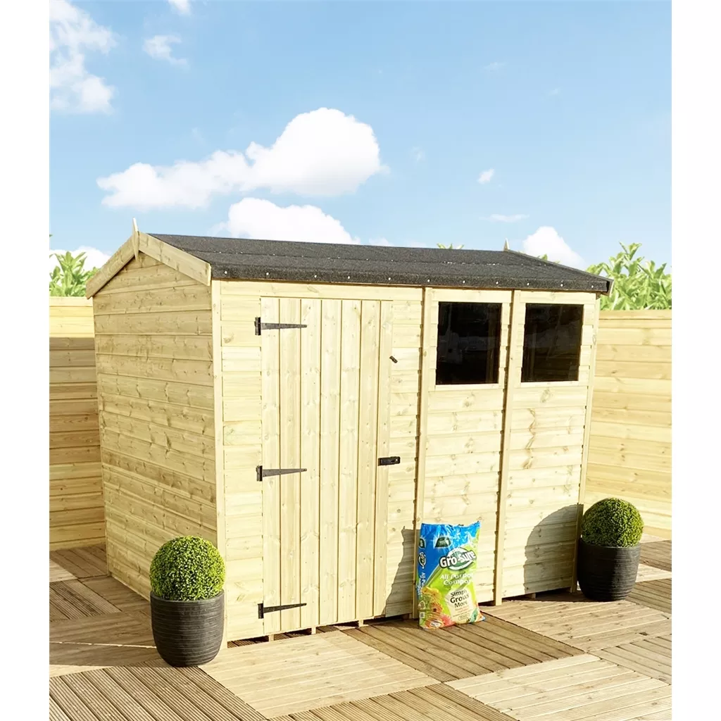 13 x 8 Reverse Pressure Treated T&G Single Door Apex Shed – High Eaves+ 3 Windows product image