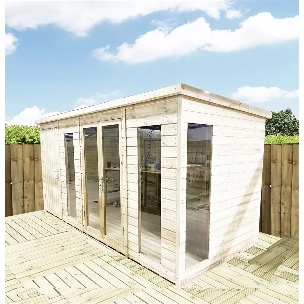 13 x 7 Combi Pressure Treated Pent Summerhouse with Side Storage product image