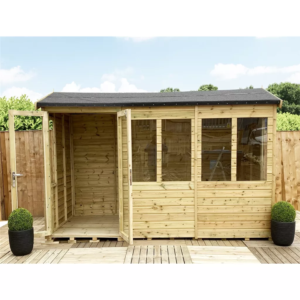 7 x 10 Reverse Pressure Treated Apex Summerhouse – High Eaves product image