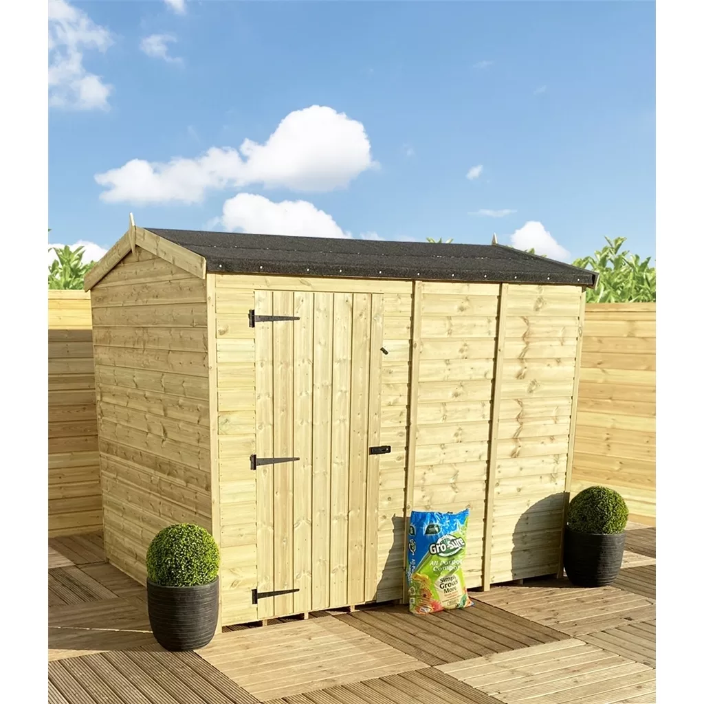 12 x 6 Reverse Pressure Treated T&G Single Door Apex Shed – High Eaves product image