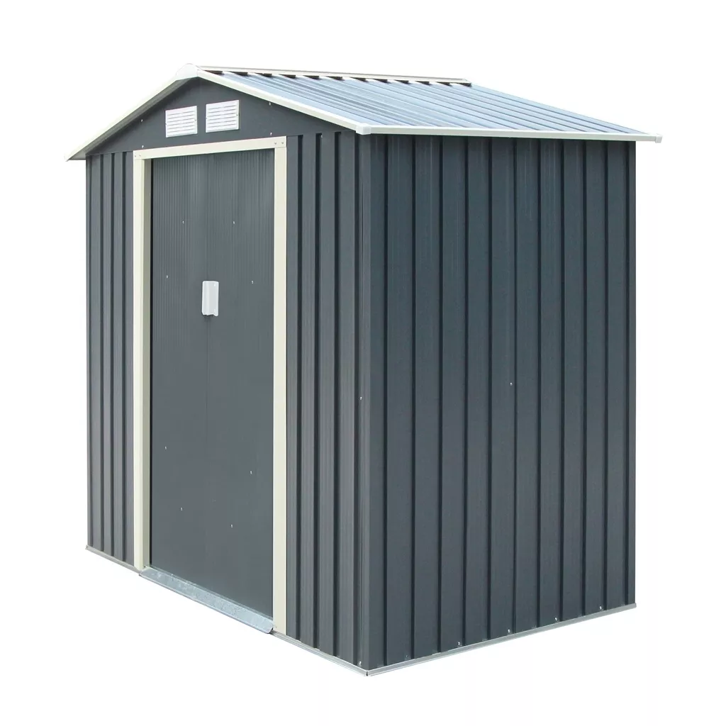 6 x 4 Double Door Metal Apex Shed – Dark Grey product image
