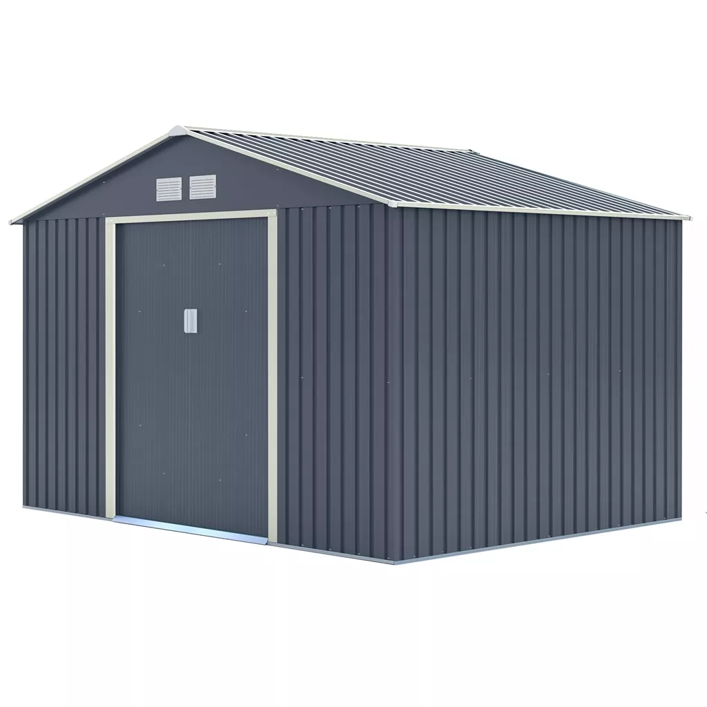 10 x 8 Double Door Metal Apex Shed – Dark Grey product image