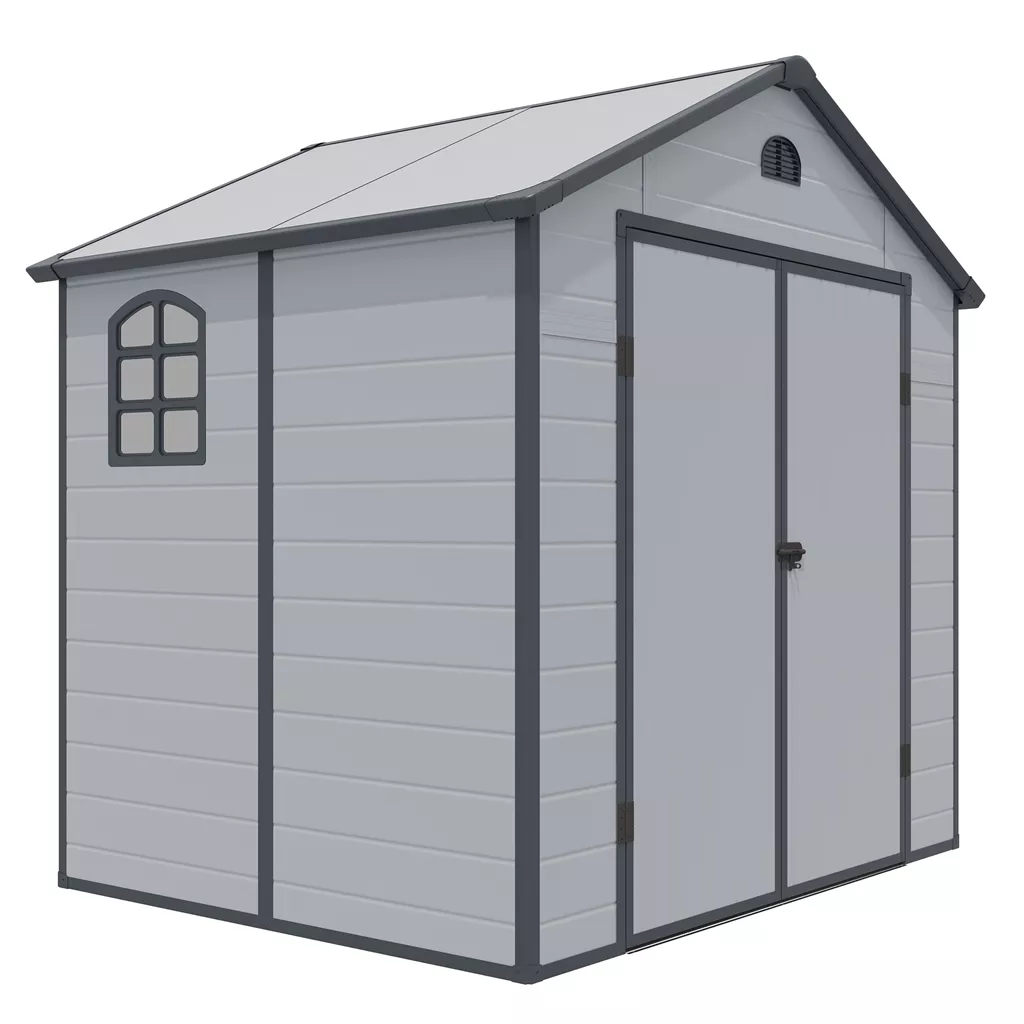 8 x 6 Double Door Apex Plastic Shed - Light Grey product image