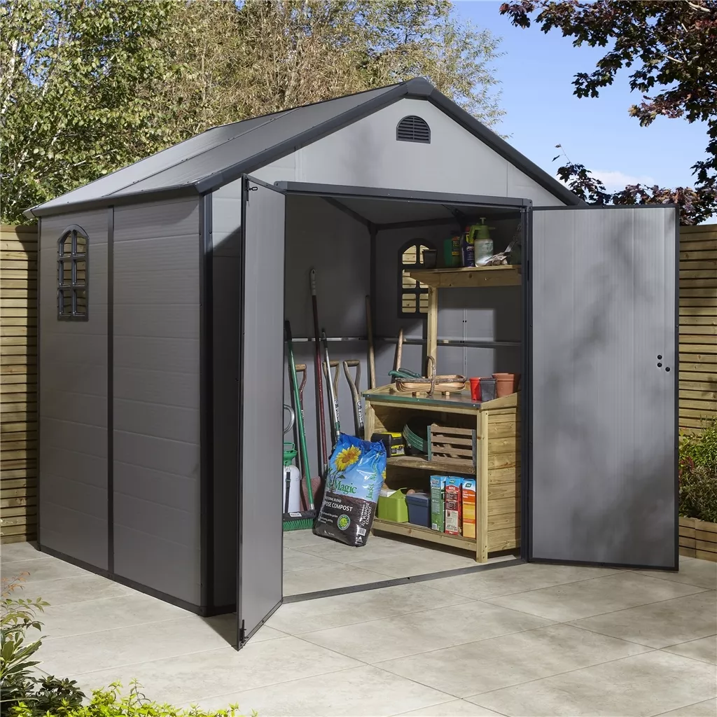 8 x 6 Double Door Apex Plastic Shed - Light Grey product image