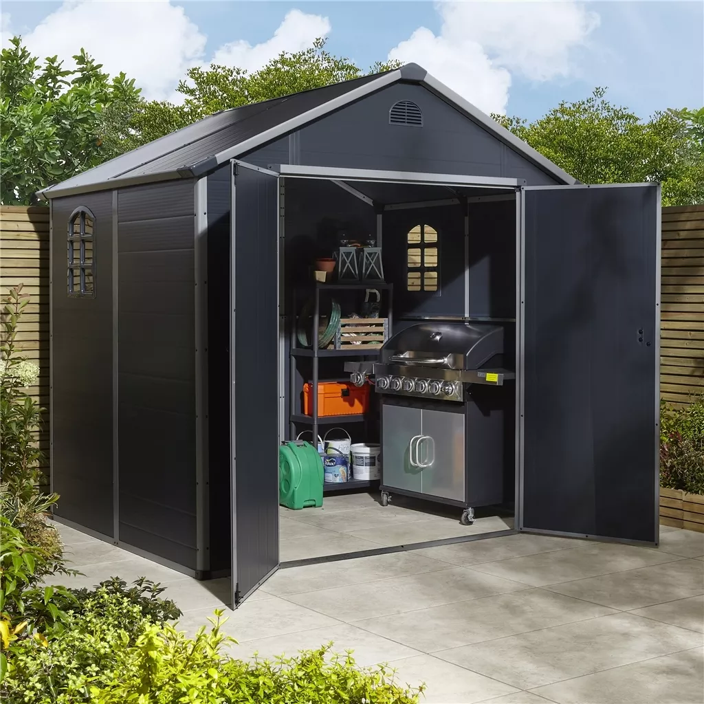 8 x 6 Double Door Apex Plastic Shed - Dark Grey product image
