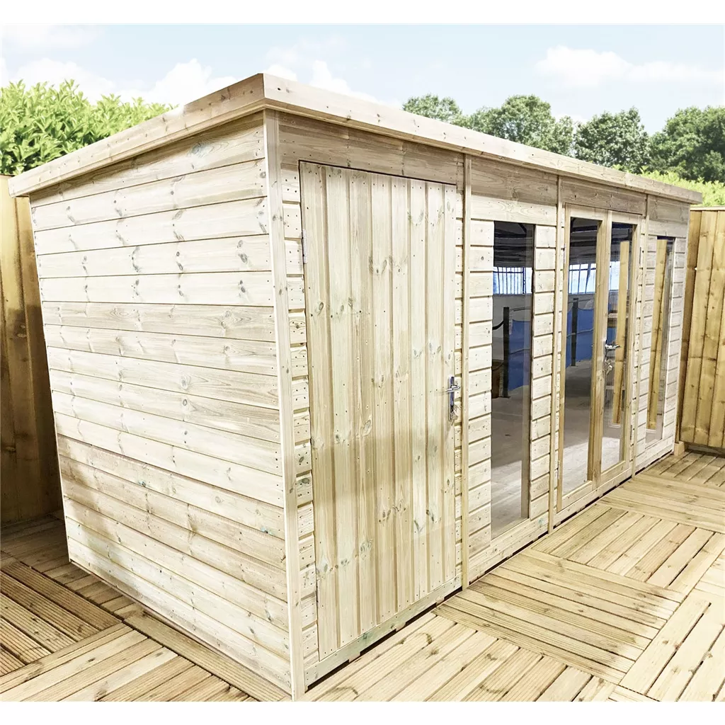17 x 14 Combi Pressure Treated Pent Summerhouse with Side Storage product image